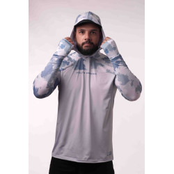 DTF 2002-5 - CAMISA FLEX CAMO AQUA BLUR COMFORT - CINZA