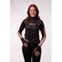 DTF 2018-6F - BABY LOOK BLACK SHIELD TUCUNA CAMO COMFORT PLUS - PRETO/SALMÃO