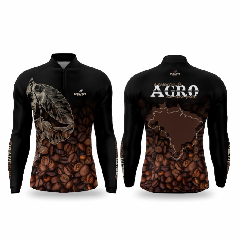 DTA 3005-1 - CAMISA ZÍPER COMFORT ML CAFÉ - PRETO