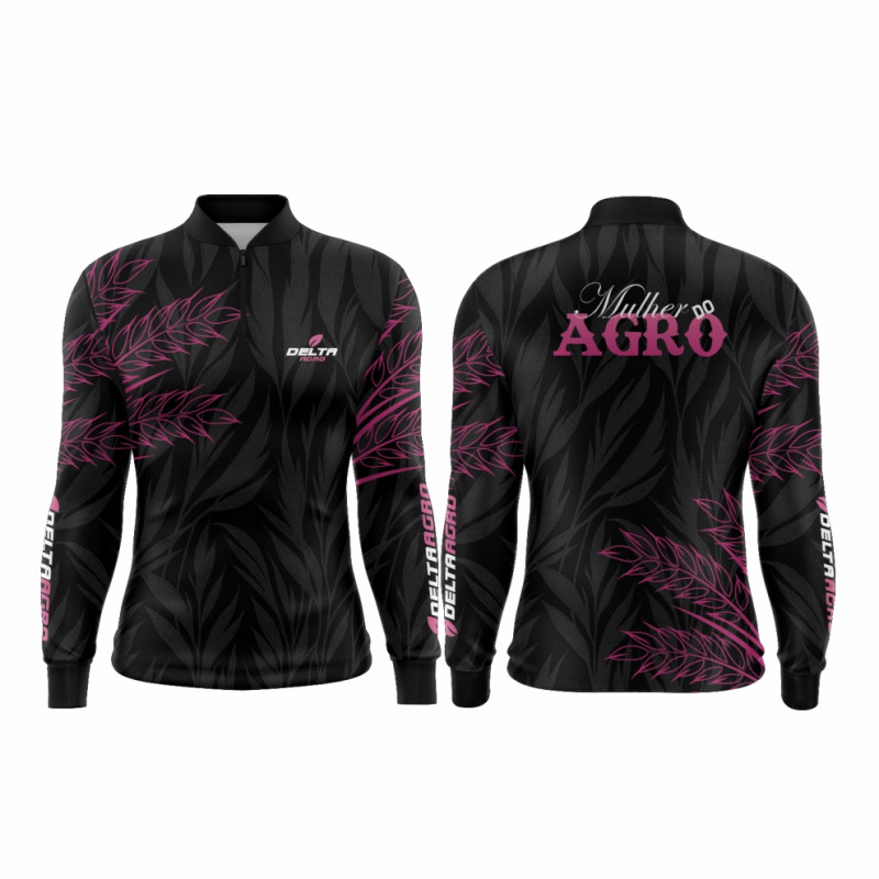 DTA 3004-1F - BABY LOOK ZÍPER COMFORT ML MULHER DO AGRO - PRETO