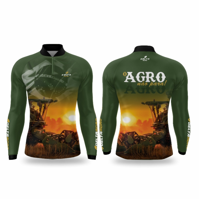 DTA 3001-1 - CAMISA RAGLAN ZÍPER COMFORT ML AGRO NÃO PARA - VERDE